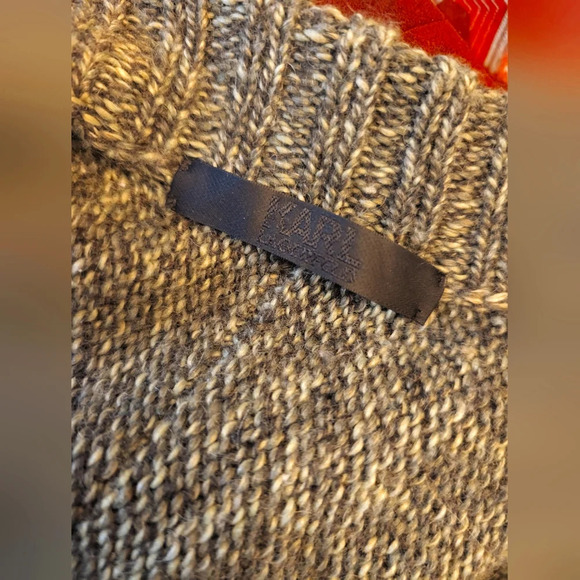 Karl Lagerfeld Khaki & Faux leather  cardigan Medium - Picture 8 of 8